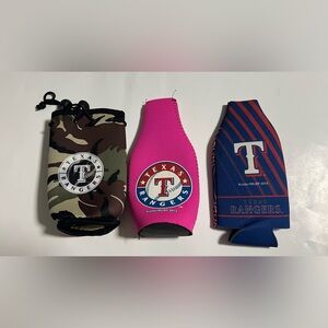 Texas Rangers Camo, Pink, and Blue Bottle Holders koozies set men baseball